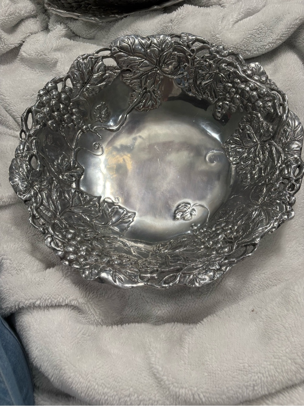 Vintage Cast Aluminum Grape & Vine Round Serving Bowl - Arthur Court Style
